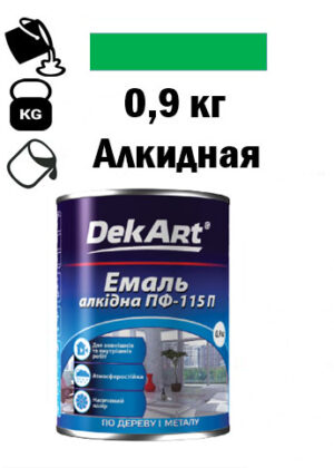 Фарба для вуликів, емаль алкідна ПФ-115 TM DekArt. Зелена - 0,9 кг